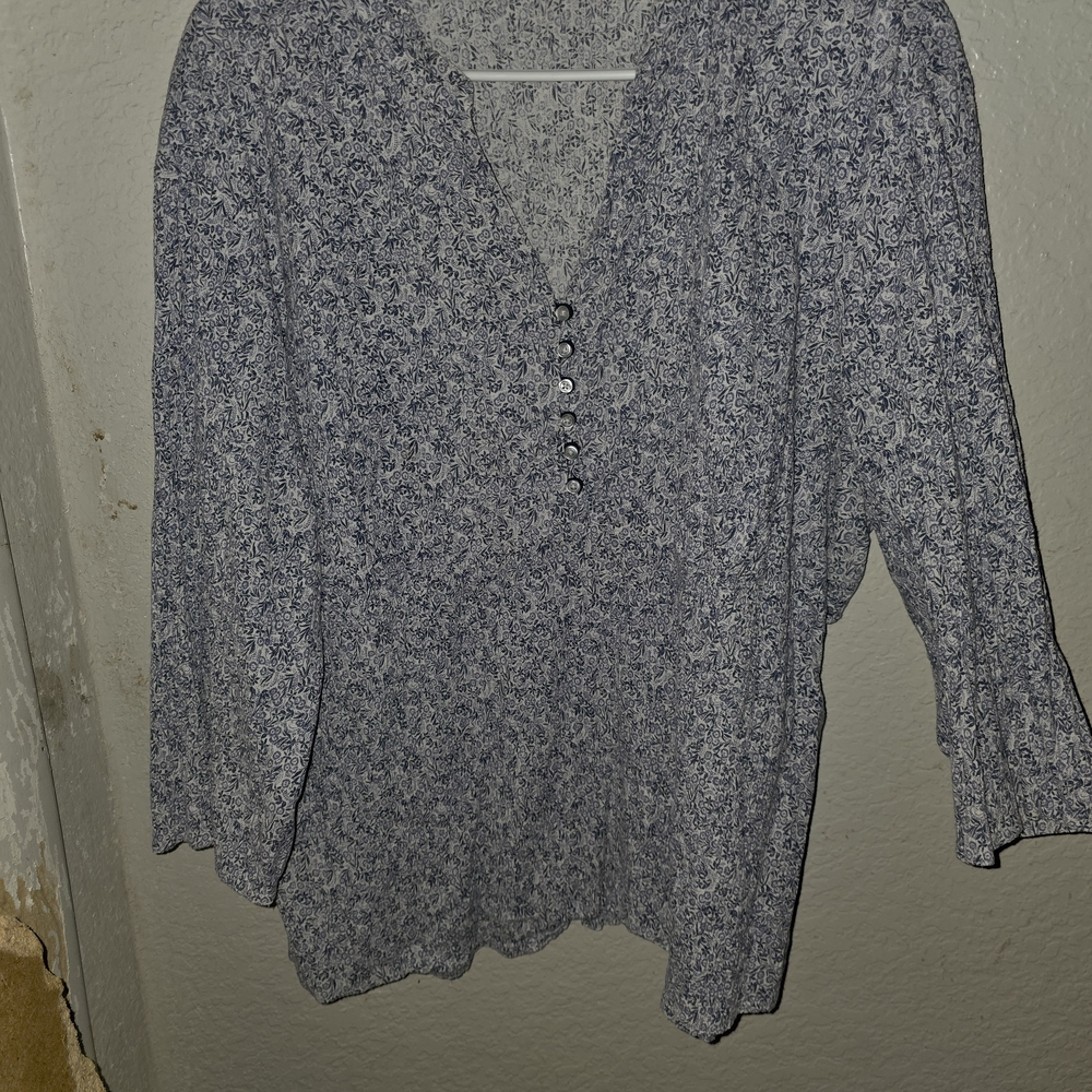 Dress Barn Blue Floral Blouse